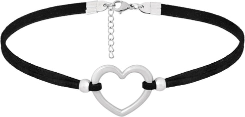 Sacina Black Heart Choker Necklace, Heart Necklace for Women, Black Choker, Boho Choker, Gothic Necklace, Valentine Gift, Christmas Jewelry Gift F...