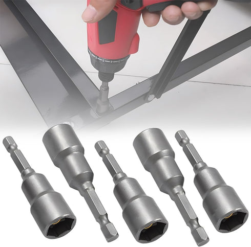 5Pcs Power Nut Driver Set 1/4 Inch Hex Shank 65mm Length Diameter 13mm Magnetic Quick Change Socket Nut Impact Driver Adapter Power Nut Driver Rep...