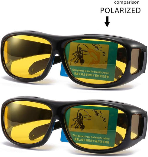 2Packs Unisex HD Day Night Driving UV400 Sunglasses Fit over Glasses Anti Glare...