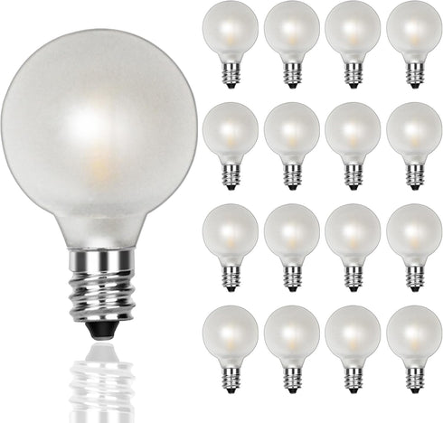 25 Pack G40 LED Globe Frosted Light Bulbs, Shatterproof Led Replacement Light Bulbs for Indoor Outdoor String Lights, E12 Screw Base 0.6watt, Warm...