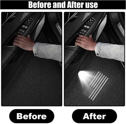 2PCS Car Door Lights Logo Projector, Wireless Car Door Logo Light, LED Welcome Courtesy Light Ghost Shadow Projector Lamp, Holeless Magnet Sensor ...
