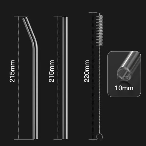 6-Pack Reusable Glass Straw-Transparent,Size 8''x10 MM,Including 3 Straight and 3 Bent with 2 Cleaning Brush- Perfect For Smoothies, Tea, Juice-Cl...