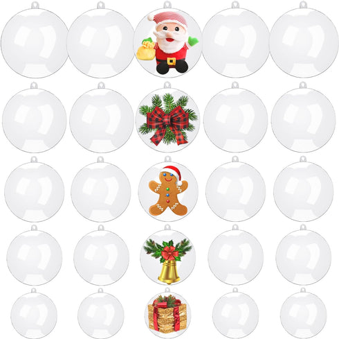 Clear Fillable Ornaments Ball, 25 PCS Transparent Plasti Craft Ornament Balls 5 Different Sizes for DIY Bath Bomb Mold Set and Party Decor...