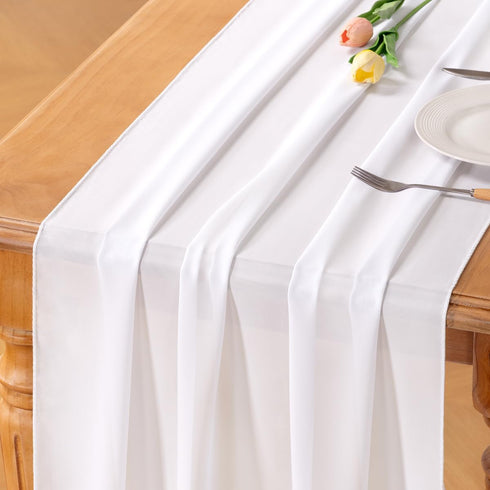 Socomi White Chiffon Table Runner Easter Spring Boho Rustic 14ft 29x170 Inches Wedding Runner Sheer Romantic Bridal Shower Decorations...
