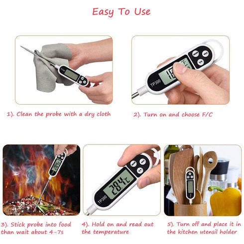 Digital Meat Food Thermometer for Cooking Kitchen BBQ, Probe Instant Read Thermometer with Long Probe for Candy Candle Milk Yogurt Deep Fry Roast ...