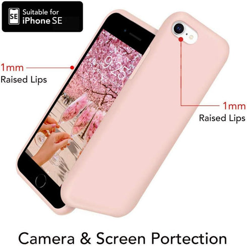 IceSword iPhone SE 3 Case 2022 - Silicone Sand Pink, Liquid Gel Rubber Cover, Drop Protection 4.7" iPhone SE 3...