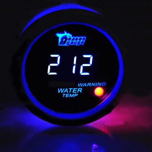 2" 52mm Black Car Auto Digital Blue LED Light Water Temp Fahrenheit F LED Gauge...