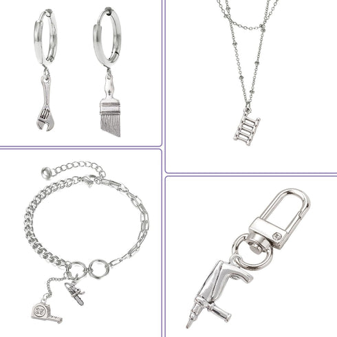 Ipotkitt 50 Pcs 10 Styles Vintage Alloy Construction Tool Charms Antique Silver Screwdriver Pliers Wrench Hammer Charms for Jewelry and Craft Maki...