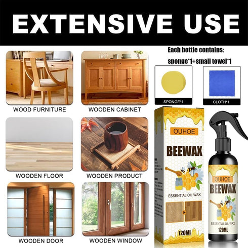120ml Natural Beeswax Spray,Beeswax Spray Cleaner,The Original Beeswax Spray Furniture Polish And Cleaner,Beeswax Polish Spray Used to care for li...