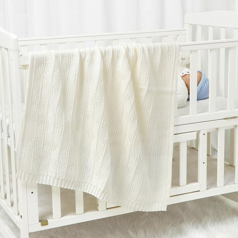 Baby Blanket Cozy Knit Soft Neutral Swaddling Receiving Baby Blankets for Boys Girls Newborn Infant Toddler White 40 x 30 inches...