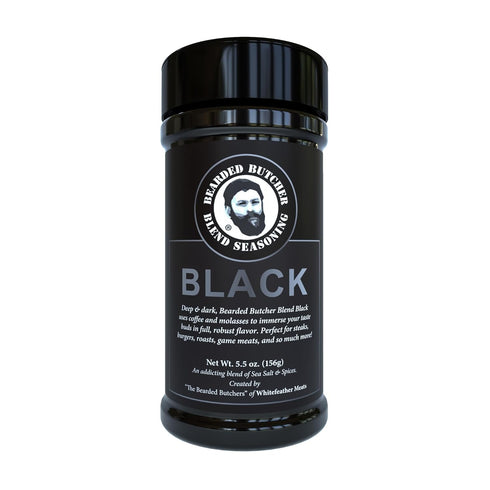 Bearded Butchers Black Blend Seasoning, 5.5 oz Shaker – Coffee & Molasses Flavor for Steaks, Burgers, Brisket, Roasts, Game Meats – Gluten-Free, N...