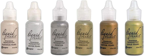 Ranger Liquid Pearls - Dimensional Pearlescent Paint, Set of Six Colors Bundle (More Metals)...