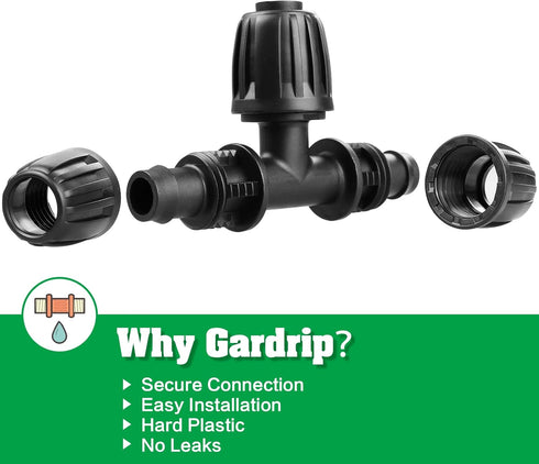 Drip Irrigation Fittings for 1/2 Inch Drip Tubing (1/2" ID x 0.65" OD)?1/2'' Drip Line Tees Anti-drop Locked Nut Barbed Tee Connectors Garden Irri...
