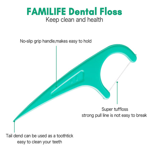 FAMILIFE Floss Picks, 240 Count Mint Dental Floss Cleaner, Tooth Picks Flossers with 4 Travel Handy Cases, Helps to Fight Tooth Decay and Keep You...