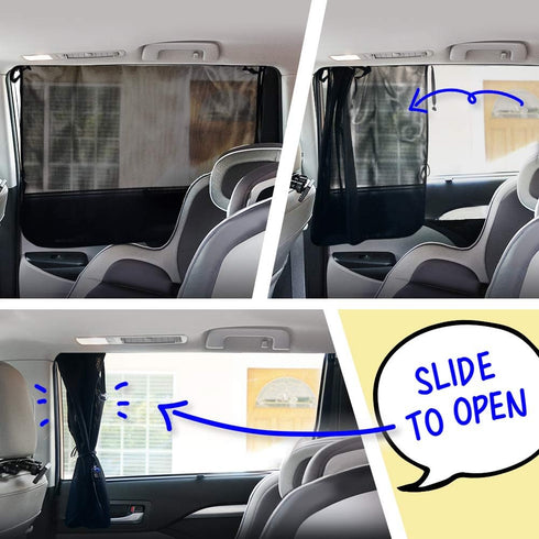 ggomaART Car Side Window Sun Shade - Universal Reversible Magnetic Curtain for Baby and Kids with Sun Protection Block Damage from Direct Bright S...