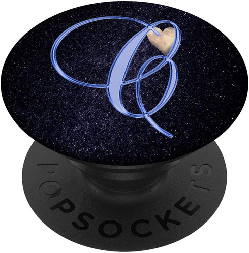 C Blue Moon Heart Space Galaxy Sky Monogram Initial Letter...
