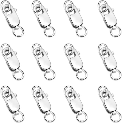 925 Sterling Silver Lobster Claw Clasp 12pcs with Closed Jump Rings, Small Connector with Jump Ring for Necklaces Jewelry Bracelet Making Supplies...