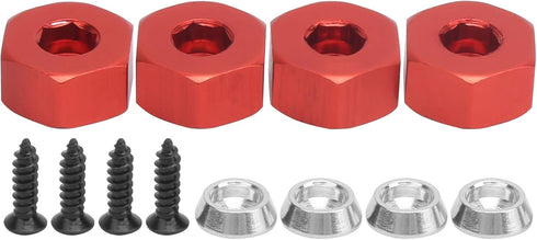 VGEBY 4pcs Wheel Hub Hex Adapter, 5mm to 12mm Hex Combiner RC Model Car Parts Fit for D12 1/10 RC Trucks(Red) Car Model Accessory 1/16 Rc Wheels a...