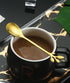 10Pcs Leaf Gold Coffee Spoons and Forks Set, 4.72inch Mini Espresso Tea Stir Spoon for Coffee Bar Charcuterie Board, Stainless Steel Small Dessert...
