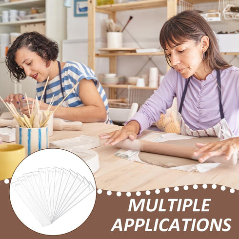 BENECREAT 12Pcs 6 Size Acrylic Polymer Clay Depth Guide Set, Adjustable Clay Rolling Pin Guide with Protective Film for Polymer Earrings, Roller D...