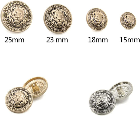 10 Pieces Vintage Antique Metal Blazer Button Set - 3D Lion Head - for Blazer, Suits, Sport Coat, (20mm, Gold)...