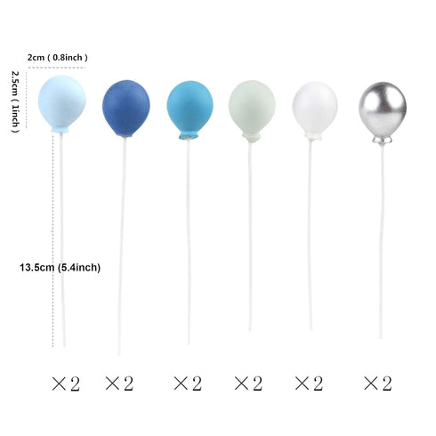 Ercadio Balloon Cupcake Toppers 6 Colors Resin Round Shape 3D Balloons Cake Picks Baby Shower Boys Birthday Party Cake Decoration Supplies 12 PCS...