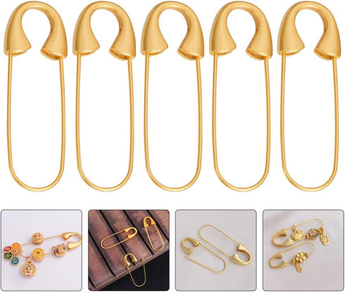 SEWACC 5pcs Heavy Duty Safety Pin Brooch Pin Brooches Metal Spring Lock Pin Fasteners Dresses Sewing Crafting Making for Clothes Hats Skirts Garme...