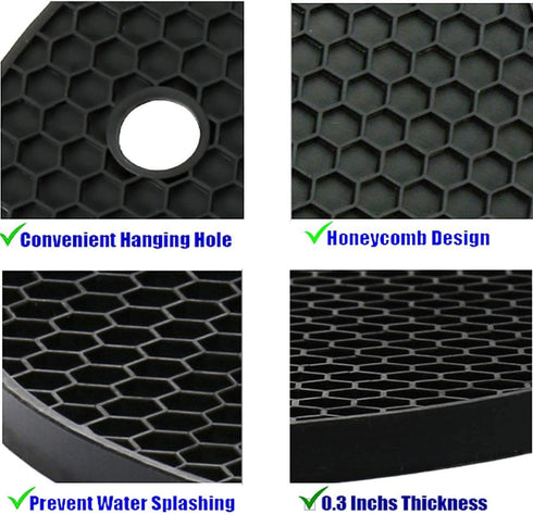 5 Pack Extra Thick Silicone Trivets Heat Resistant Pot Holder and Oven Mitts,Trivets for Hot Dishes,Nonslip Insulation Honeycomb Rubber Hot Pads f...