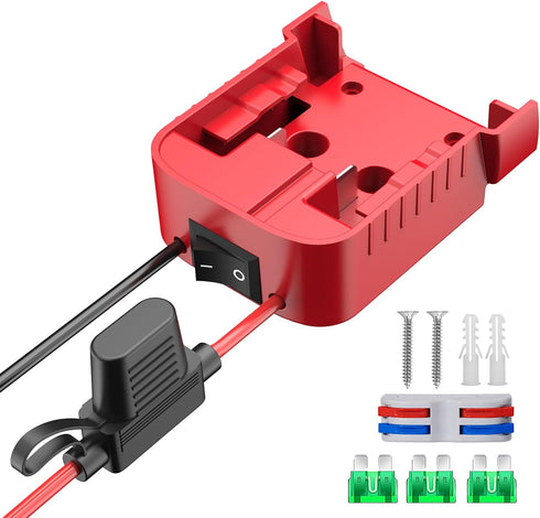 1 Pack Power Wheels Adapter for Milwaukee M18 Battery Adapter Power Wheels Battery Converter Kit with Fuse & Switch & Wire Terminals & 12 AWG Wire...