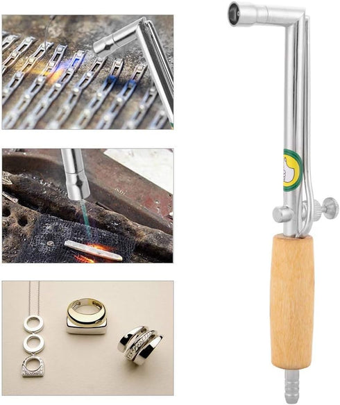 Soldering Injector Torch Welding Nozzle, Wood Soldering Torch with Adjustable Flame Gas Wood Handle Welding Torch Jewelry Making Soldering Tool He...