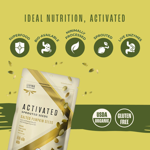 Living Intentions Organic Sprouted Pumpkin Seeds: Salted – NonGMO – Gluten Free – Vegan –Kosher – Paleo - 8 Ounce Unit...