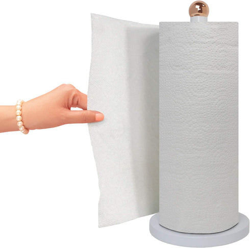 Blue Donuts Paper Towel Holder Countertop with Weighted Base - Easy One-Handed Tear Paper Towel Holder, Modern Paper Towel Holder, Paper Towel Dis...