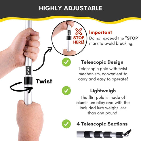 Flirt Pole for Dogs - Safe & Strong for Large Breeds w/Non-Bungee Cord - Spring Pole for Tug of War, Interactive Play & Puppy Training - Heavy-Dut...