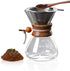 Tissting Wood Neck Pour Over Coffee Maker,400ml Sleeve Coffee Brewer with Permanent Stainless Steel Filter,Glass Coffee Pot for Home Cafe Party...