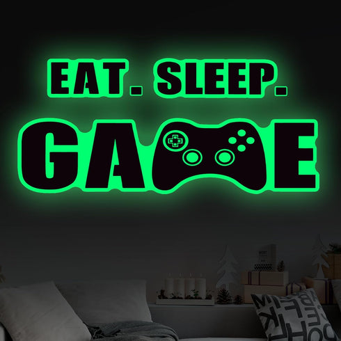 Eat Sleep Game Wall Decal Gamer Boy Wall Stickers Video Game Decor Gaming Controller Decals for Boys Room Kids Bedroom Home Playroom Decor(23.6 x ...