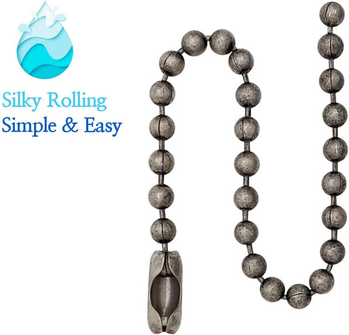 Antique Nickel Shower Curtain Hooks, 6 Inch Ball Chain Design, 12 Pack Rust-Resistant Metal Curtain Rings for Bathroom Rods, Heavy Duty 4.5mm Show...