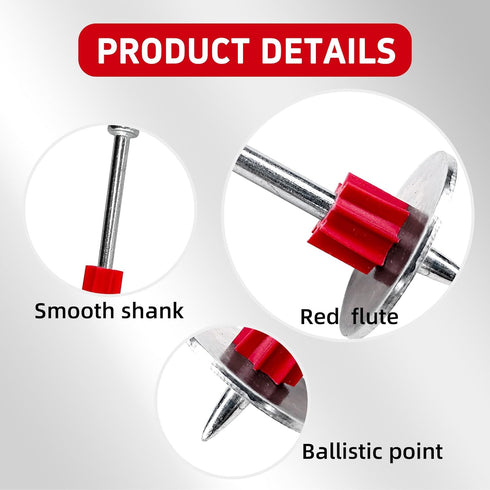 2-1/2" Powder Actuated Fasteners with 1" Washer .300 Head .145" Shank for Powder Fastening & Power Framing systems, 100 Pack...