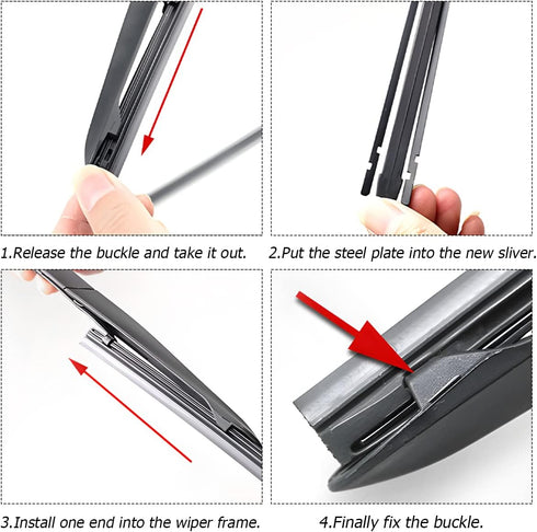 Car Windshield Wiper Blade Strips, DIY Adjustable Car Windscreen Wiper Rubber Refills, 32" Frameless Window Boneless Insert Replacement Wiper, Aut...