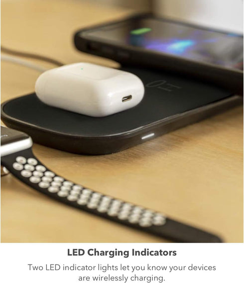 Halo Dual Wireless Charging Pad - Made for Apple Airpods, iPhone 12 Pro, 12 Pro Max, 12 Mini, iPhone 11, 11 Pro, 11 Pro Max and Samsung Other Qi-E...