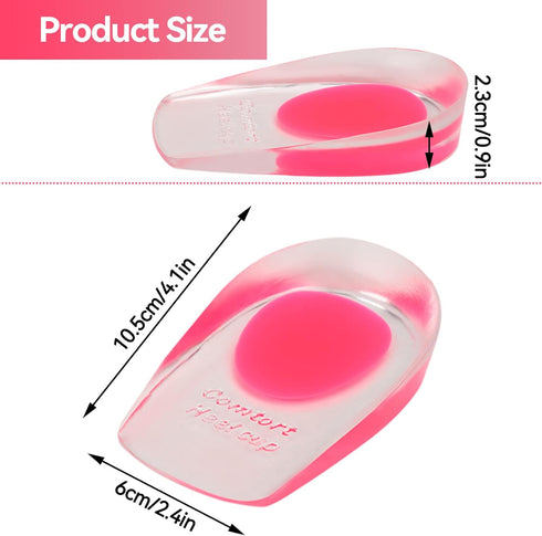 2 Pairs Women Gel Heel Cups, Soft Elastic Massage Heel Cushion Foot Pain Relief for Plantar Fasciitis Bone Spur Achilles Pain, 4.1 x 2.4 x 0.9in...