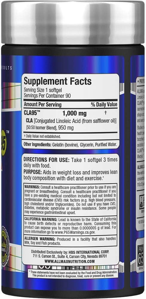 Allmax Nutrition - CLA (95% conjugated linoleic Acid) - 90 Softgels...