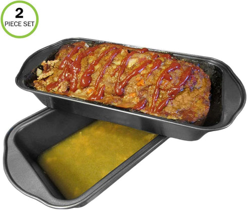 Evelots Meatloaf Pan-Drains Fat-Non Stick-Cooking/Baking-More Flavor-2 Piece Set...