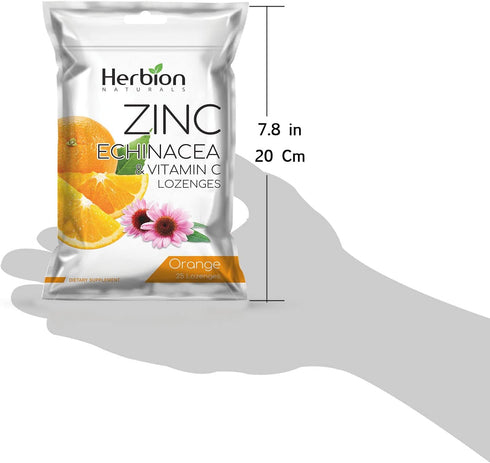 Herbion Naturals Zinc, Echinacea & Vitamin C Lozenges with Natural Orange Flavor - 25 CT – Dietary Supplement – Supports Immune System – Promotes ...