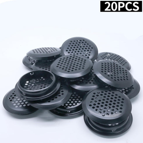 20Pcs Circular Air Vents Black Soffit Vent, Stainless Steel Round Vent Mesh Hole Louver for Kitchen Bathroom Cabinet Wardrobe, 2"(53mm) Mounting D...
