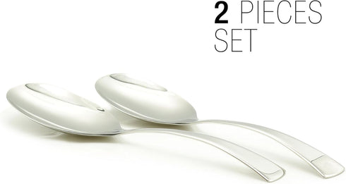 Large Buffet Serving Spoons - MIJIG Set of 2 Custom Designed Mirror-Polished Stainless-Steel Utensil Set for Homes, Hotels & Party Planners – Dinn...