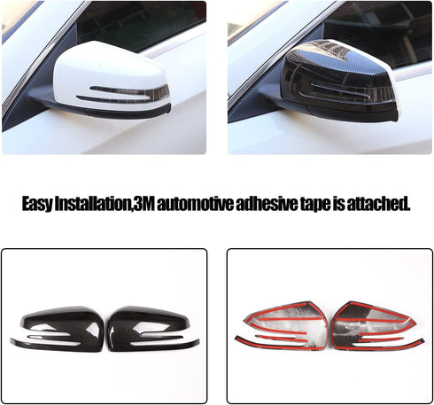For Mercedes Benz A CLA GLA GLK Class W176 W117 X156 X204 2014-2017 Carbon Fiber Side Rear View Mirror Cover Trim...