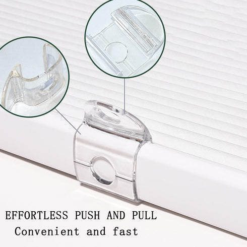 6 PCS Blinds Cordless Handles Clear Mini Plastic Honeycomb Roller Shades Hem Grips Shade Window Lift Handles Curtain Hardware Hooks for PVC Cordle...
