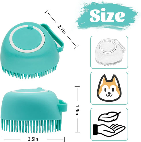 WishLotus Pet Bath Brush, Soft Silicone Cat Grooming Brush Dog Bath Massage Brush Shampoo Dispenser Heart-Shaped Multifunctional Bath Brush for Pe...
