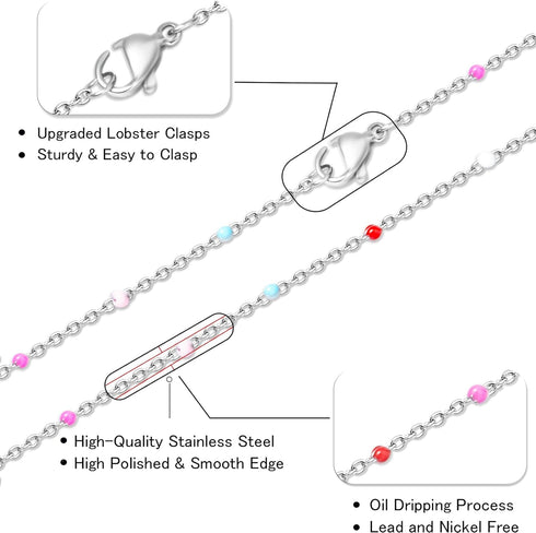 16.4 Feet/5M Necklace Chain for Jewelry Making Colorful Beaded Jewelry Chains for DIY Necklace Bracelet Anklet Craft Jewelry Making Supplies with ...