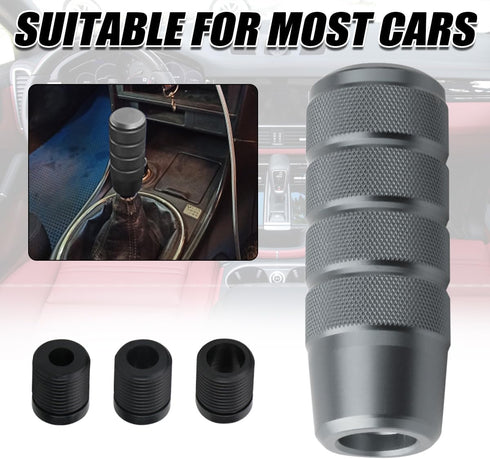 95mm/3.74" Car Shifter Knob, Aluminum Weighted Automotive Gear Shift Manual knobs Lever with 3 Threaded Adapters M8 M10 M12 x 1.25, Universal for ...